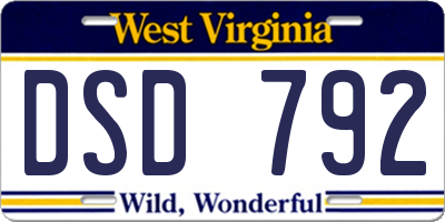 WV license plate DSD792