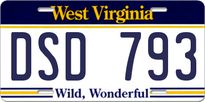 WV license plate DSD793