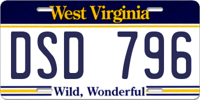 WV license plate DSD796