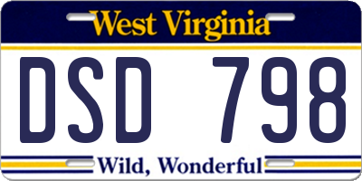 WV license plate DSD798