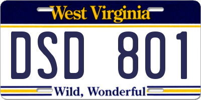 WV license plate DSD801