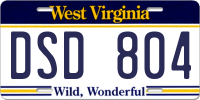 WV license plate DSD804