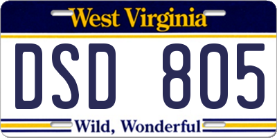 WV license plate DSD805