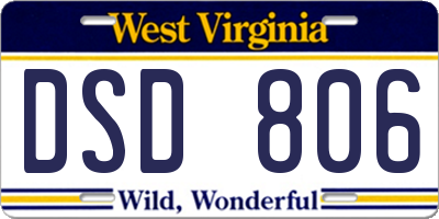 WV license plate DSD806