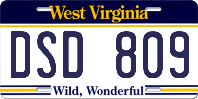 WV license plate DSD809