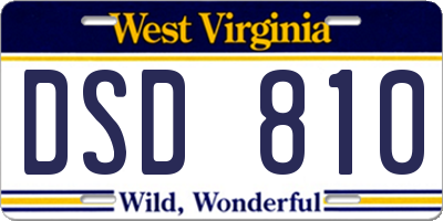 WV license plate DSD810