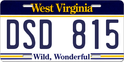 WV license plate DSD815