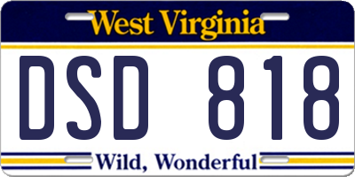 WV license plate DSD818