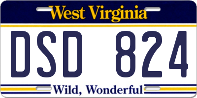 WV license plate DSD824