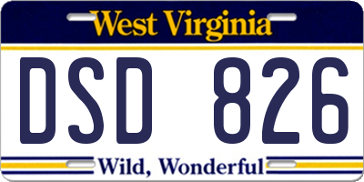 WV license plate DSD826
