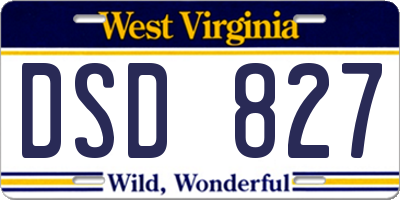 WV license plate DSD827