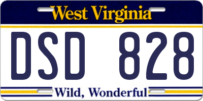 WV license plate DSD828