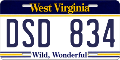 WV license plate DSD834