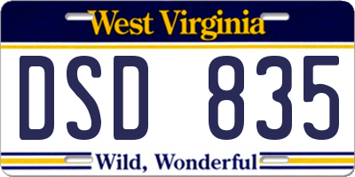 WV license plate DSD835