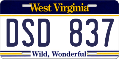 WV license plate DSD837