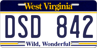 WV license plate DSD842