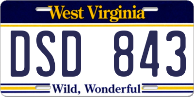 WV license plate DSD843