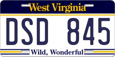 WV license plate DSD845