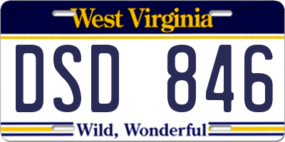 WV license plate DSD846
