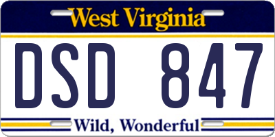 WV license plate DSD847