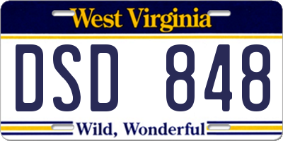 WV license plate DSD848