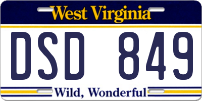 WV license plate DSD849