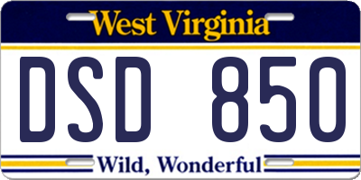 WV license plate DSD850