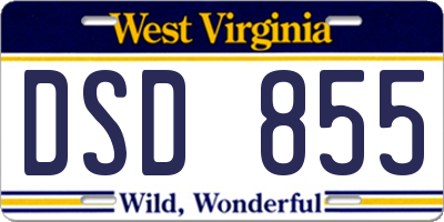 WV license plate DSD855