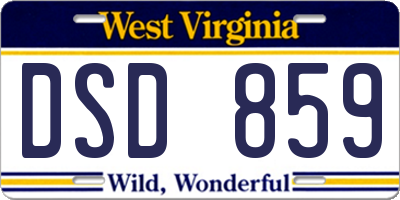 WV license plate DSD859