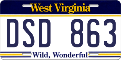 WV license plate DSD863