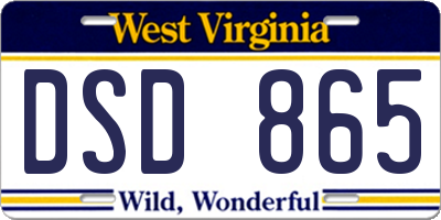 WV license plate DSD865