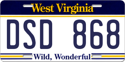 WV license plate DSD868