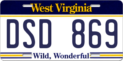 WV license plate DSD869