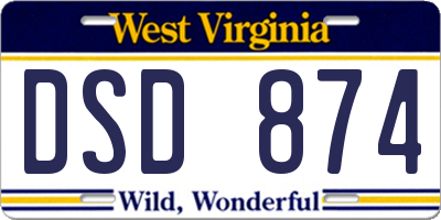 WV license plate DSD874