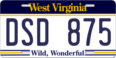 WV license plate DSD875