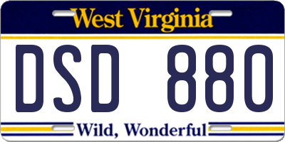 WV license plate DSD880