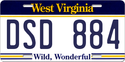 WV license plate DSD884