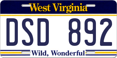 WV license plate DSD892