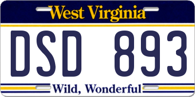 WV license plate DSD893
