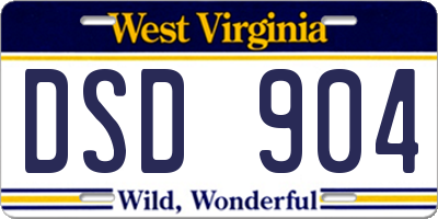 WV license plate DSD904