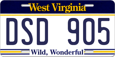 WV license plate DSD905