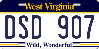 WV license plate DSD907
