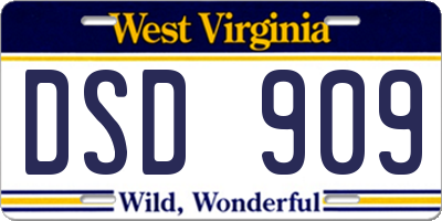 WV license plate DSD909