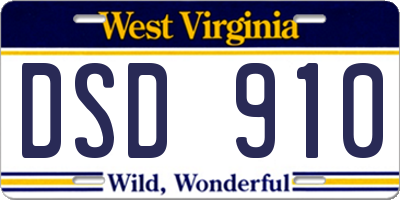 WV license plate DSD910