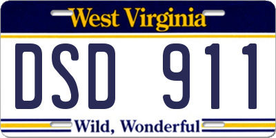 WV license plate DSD911