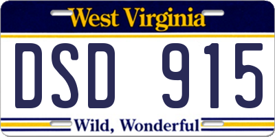 WV license plate DSD915