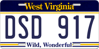 WV license plate DSD917