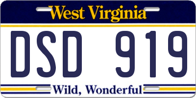 WV license plate DSD919