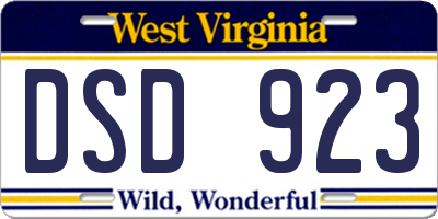 WV license plate DSD923