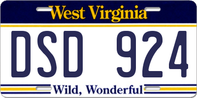 WV license plate DSD924